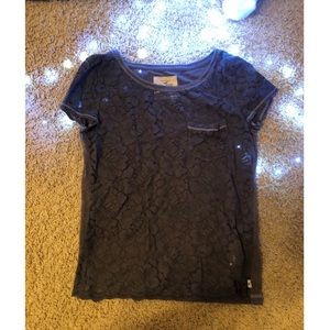 Charcoal Hollister lace front T-shirt